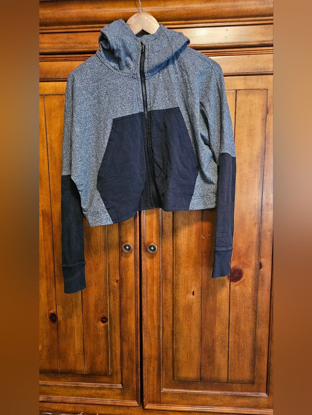 lululemon athletica Gray and Black Cropped Zip Hoodie